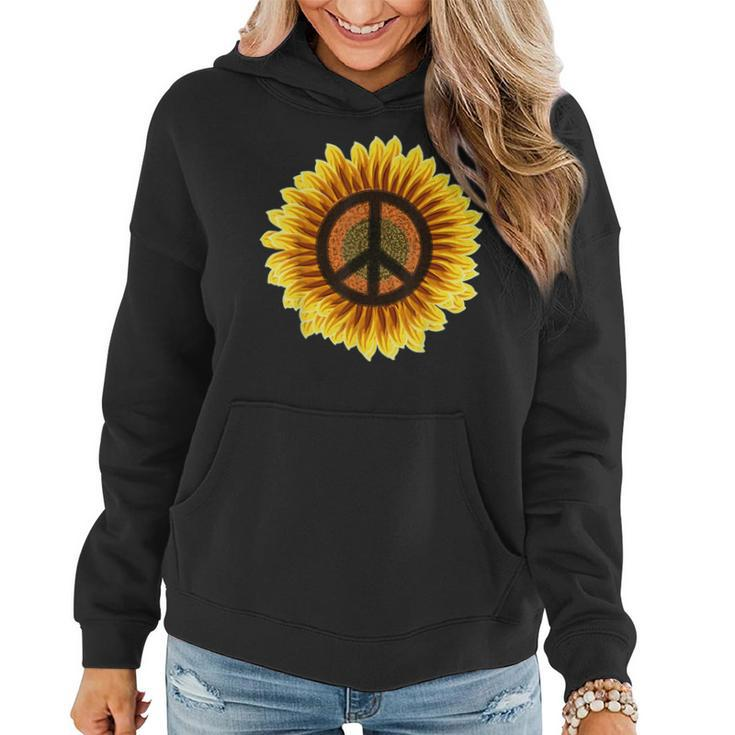 Sunflower Peace Sign 1960S 1970S Hippie Flower Retro Women Hoodie