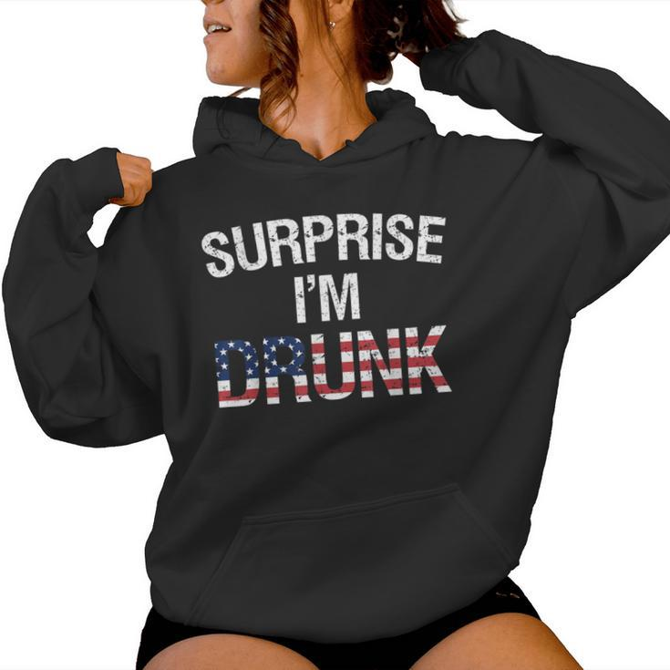 Surprise I'm Drunk Patriotic Drinking Women Hoodie