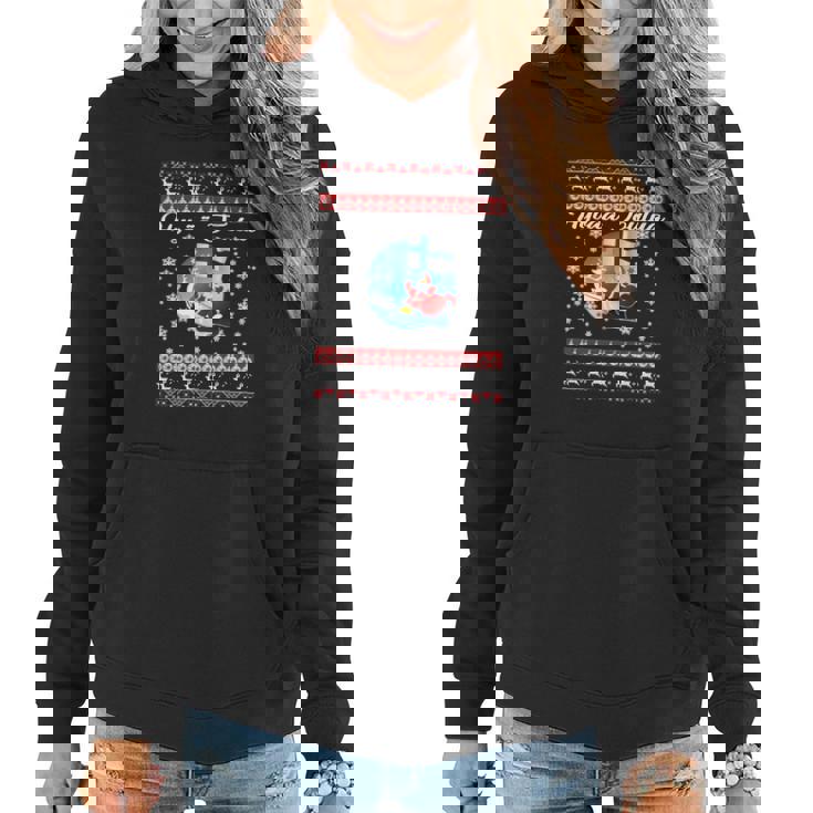 Sweat à capuche femme Joyeux Noël en Finnois, Motifs de Rennes & Flocons