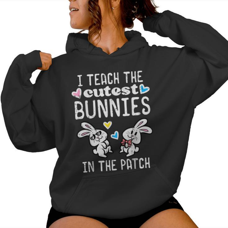 I Teach Cutest Bunnies Patch Easter Teacher Spring Women Women Hoodie