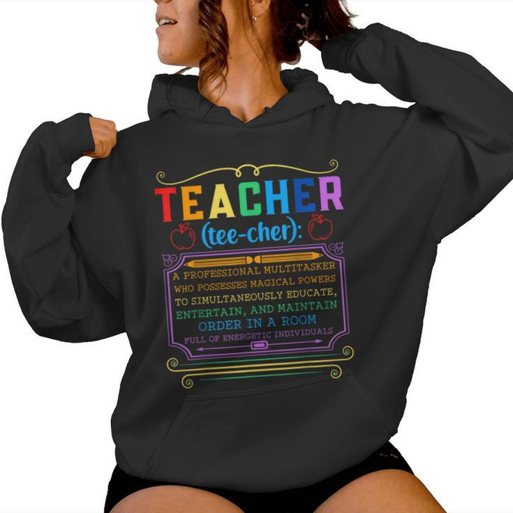 Teacher Definition Teaching School Teacher Women Hoodie