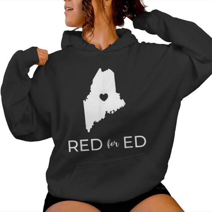 Teacher Red For Ed Maine Public Education Women Hoodie