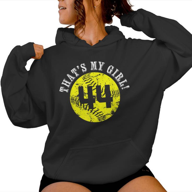 That's My Girl 44 Softball Player Mom Or Dad Women Hoodie