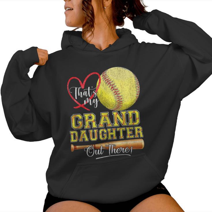 That's My Granddaughter Out There Softball Grandma Grandpa Women Hoodie