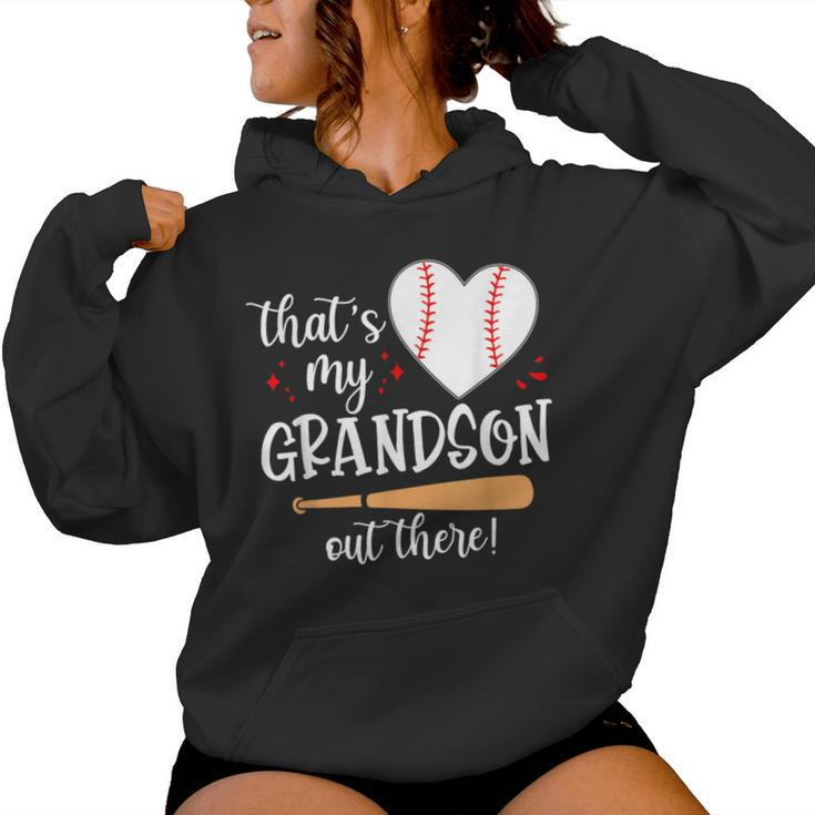Thats My Grandson Out There Baseball Grandma Mom Women Hoodie