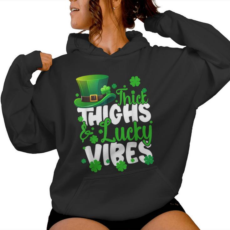 Thick Thighs Lucky Vibes St Patrick's Day Girls Women Hoodie