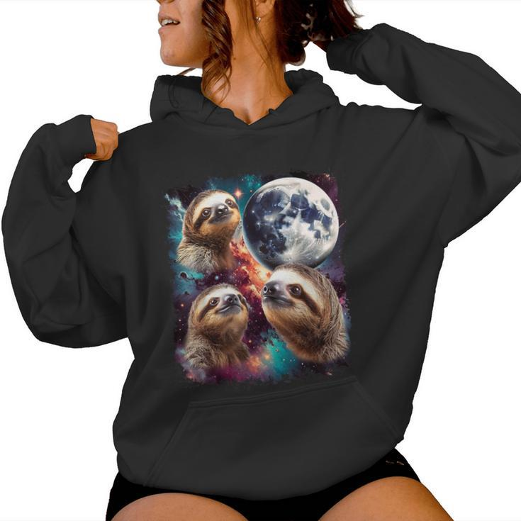 Three Sloth Moon 3 Sloth Moon Cursed Meme Women Hoodie