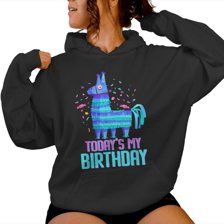 Today's My Birthday Cute Llama Party Decorations Birthday Women Hoodie