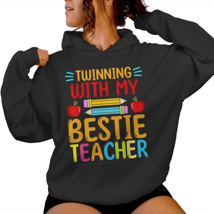 Twinning With My Bestie Teacher Boy Spirit Week Twin Day Women Hoodie