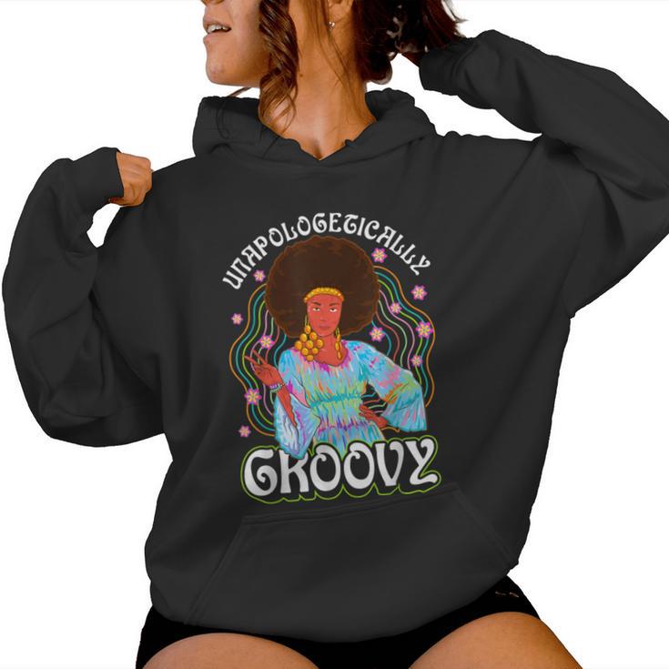 Unapologetically Groovy Black Woman 70S Dance Party Peace Women Hoodie