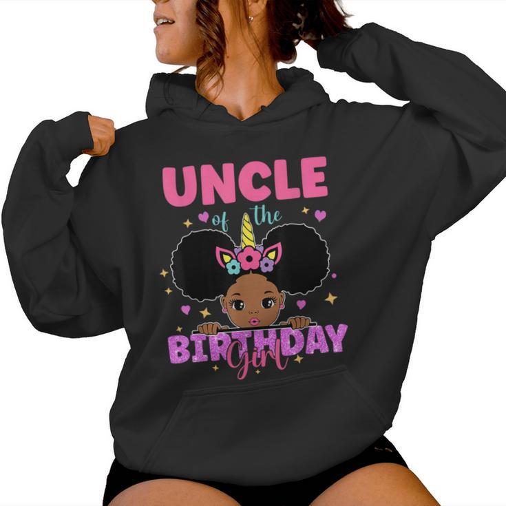 Uncle Of The Birthday Girl Melanin Afro Unicorn Princess Women Hoodie
