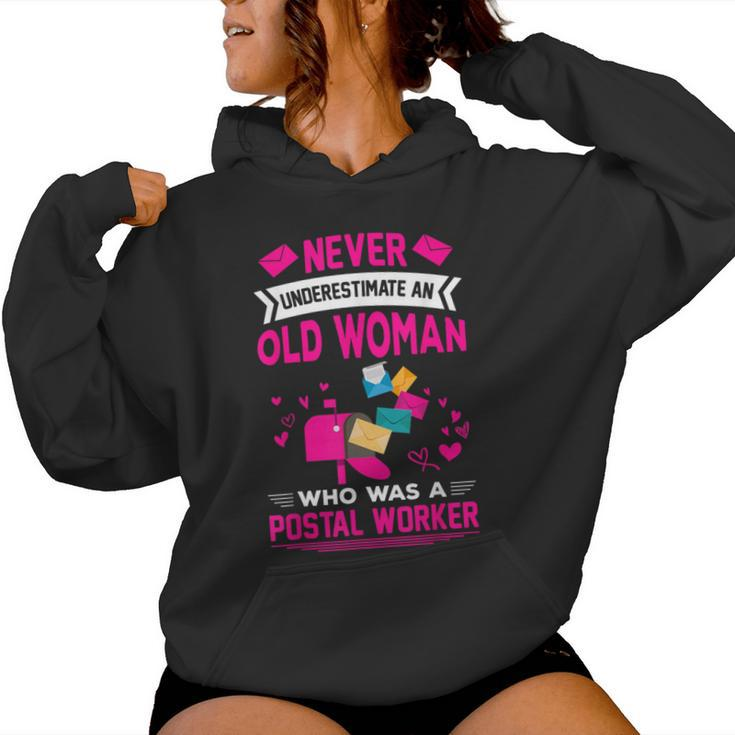 Never Underestimate A Woman Postal Worker Retired Retirement Women Hoodie