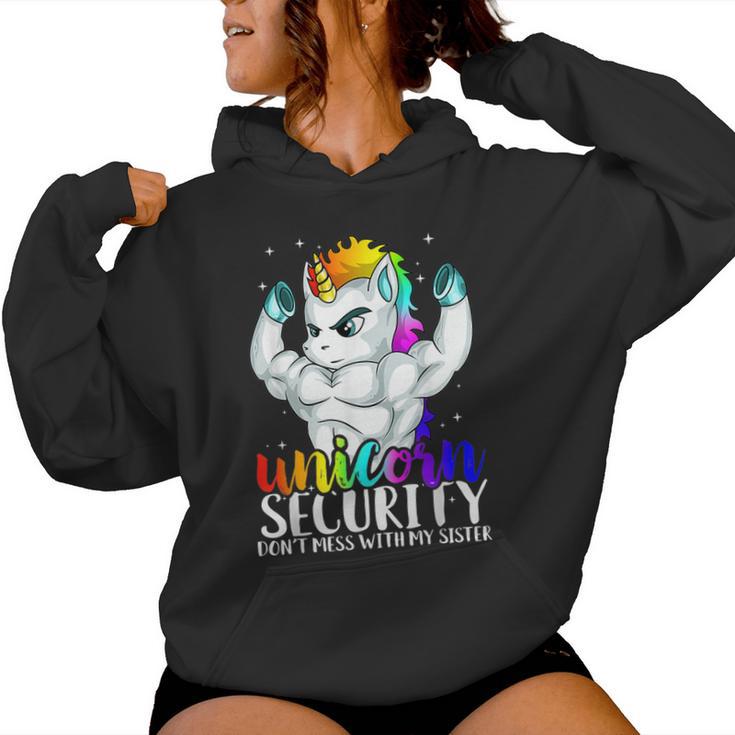 Unicorn Security Dont Mess With My Sister Brother Women Hoodie