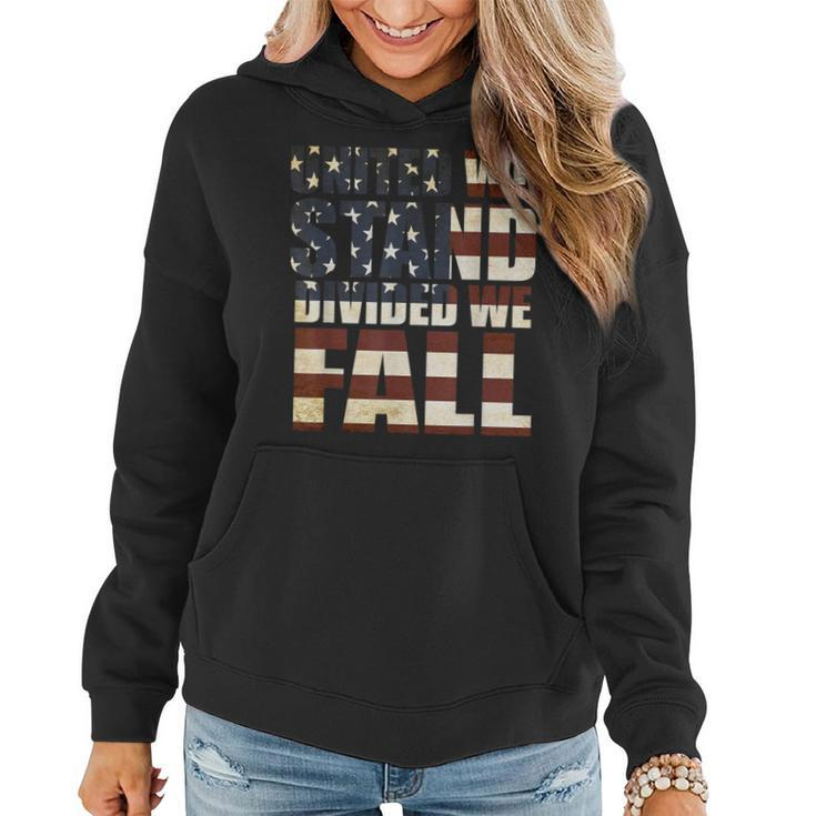 United We Stand Divided We Fall Usa Flag Women Hoodie