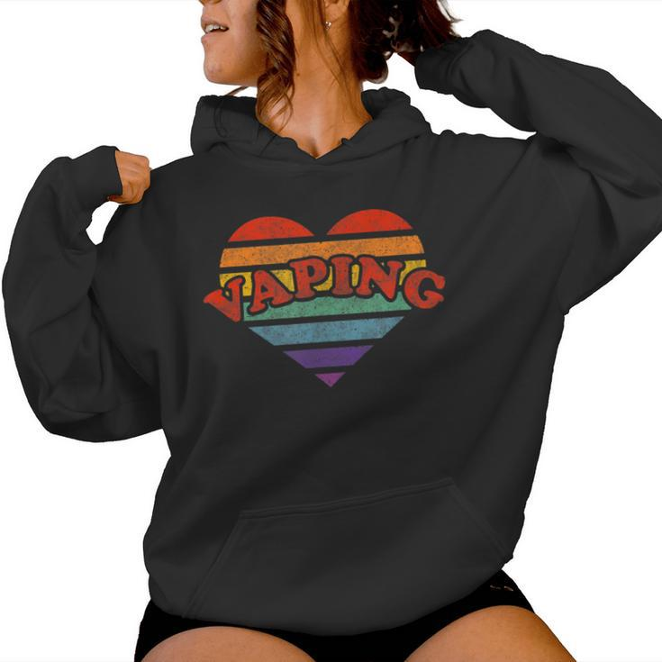 Vaping Retro Rainbow Heart 80S Whimsy Lgbtq Pride Women Hoodie