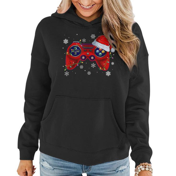 Video Game Controller Christmas Santa Hat Gamer Boys Girls Women Hoodie