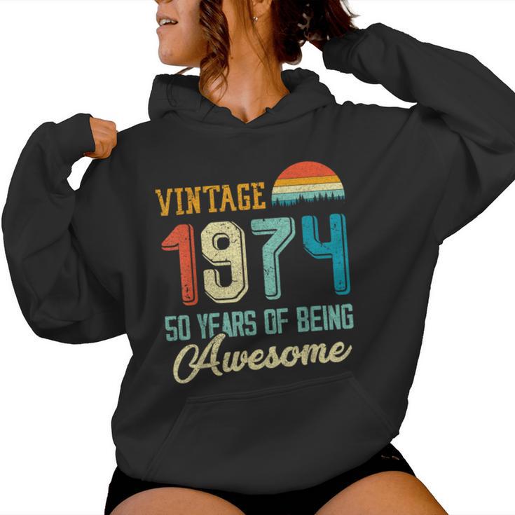 Vintage 1974 50 Geburtstag Retro 50 Jahre Alter Papa Mama Kapuzenpullover für Damen