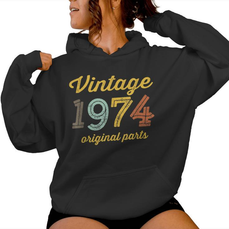 Vintage 1974 Original Parts Birthday Italic Dark Women Hoodie