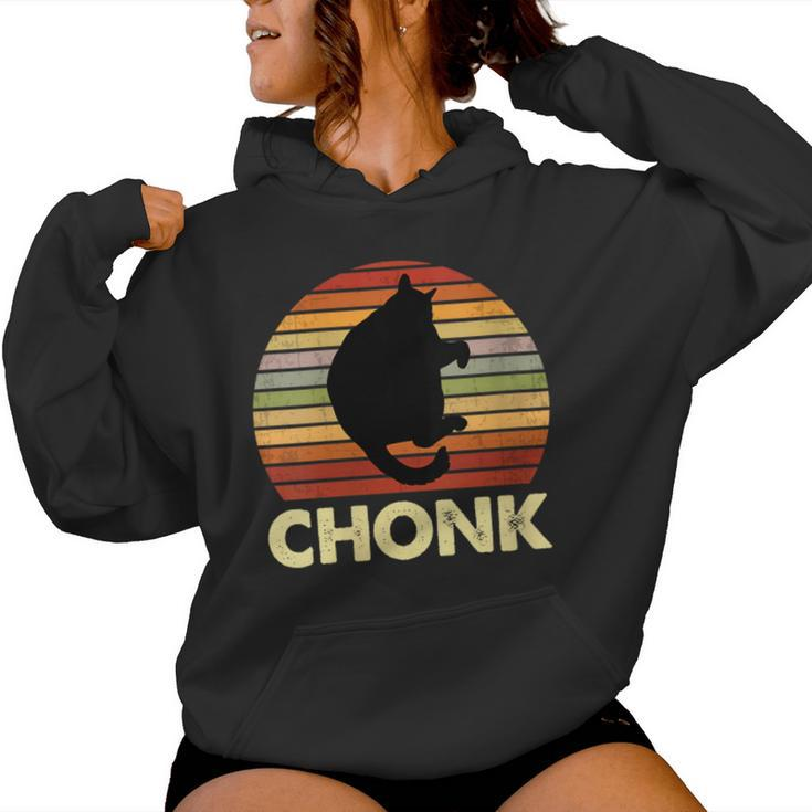 Vintage Cat Chonk For Fluffiest Cat Lover Parent Women Hoodie