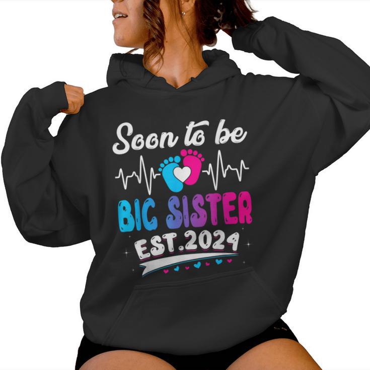 Vintage Promoted To Big Sister 2024 Father's Day Women Hoodie