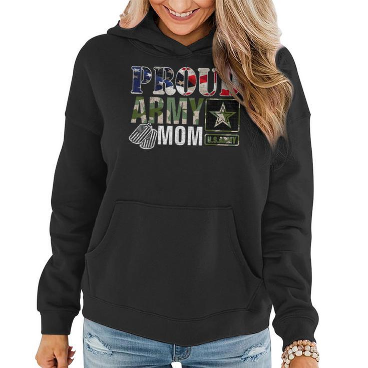 Vintage Proud Army Mom Camo With American Flag Women Hoodie
