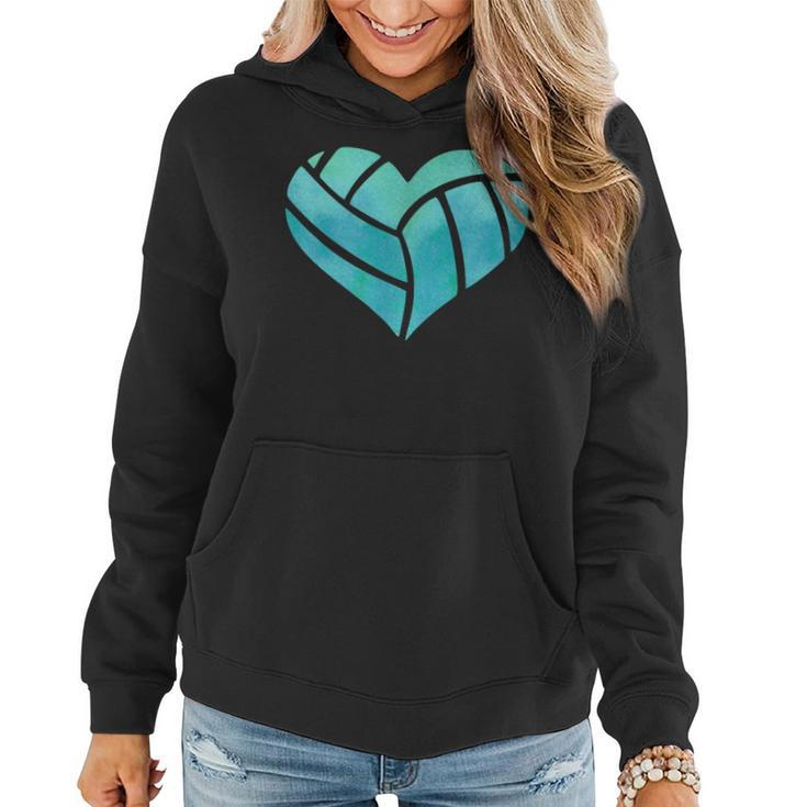 Volleyball Heart Teal Watercolor For A Girl Women Hoodie
