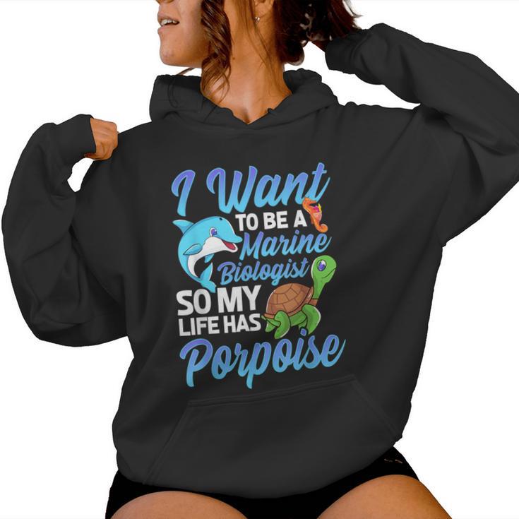 I Want To Be A Marine Biologist Pun Sea Turtle Lover Women Hoodie