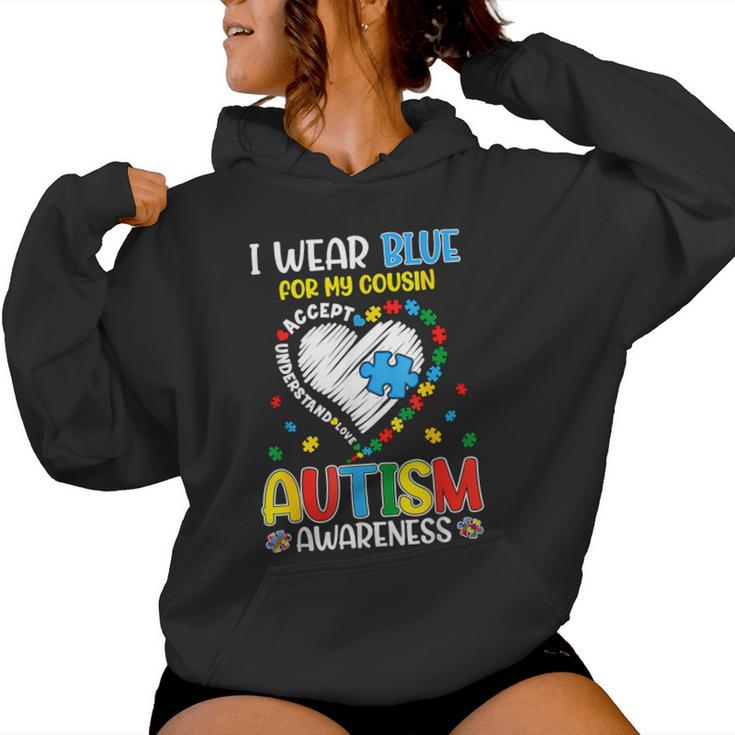 I Wear Blue For My Cousin Autism Awareness Mom Women Hoodie