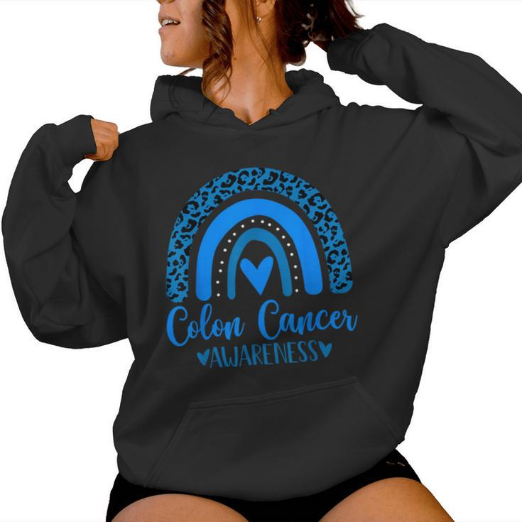 We Wear Blue Rainbow Awsewome For Colon Cancer Awareness Women Hoodie