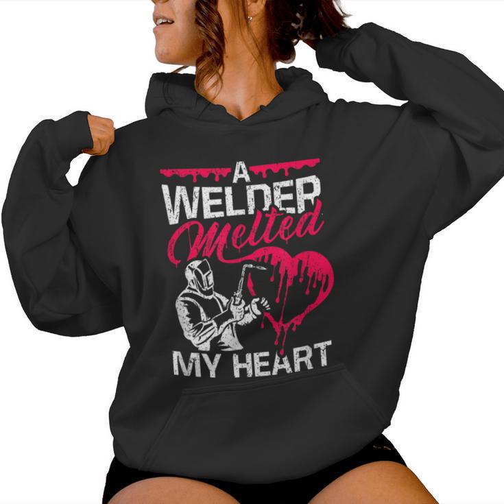 A Welder Melted My Heart Welding Lover Wife Women Hoodie