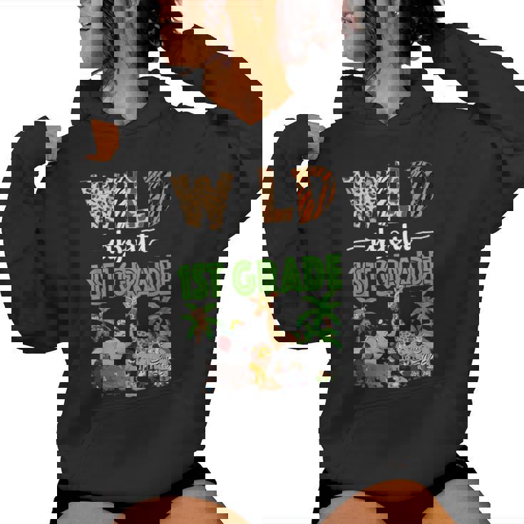 Wild About 1St Grade Teacher Student First Grade Zoo Safari Women Hoodie