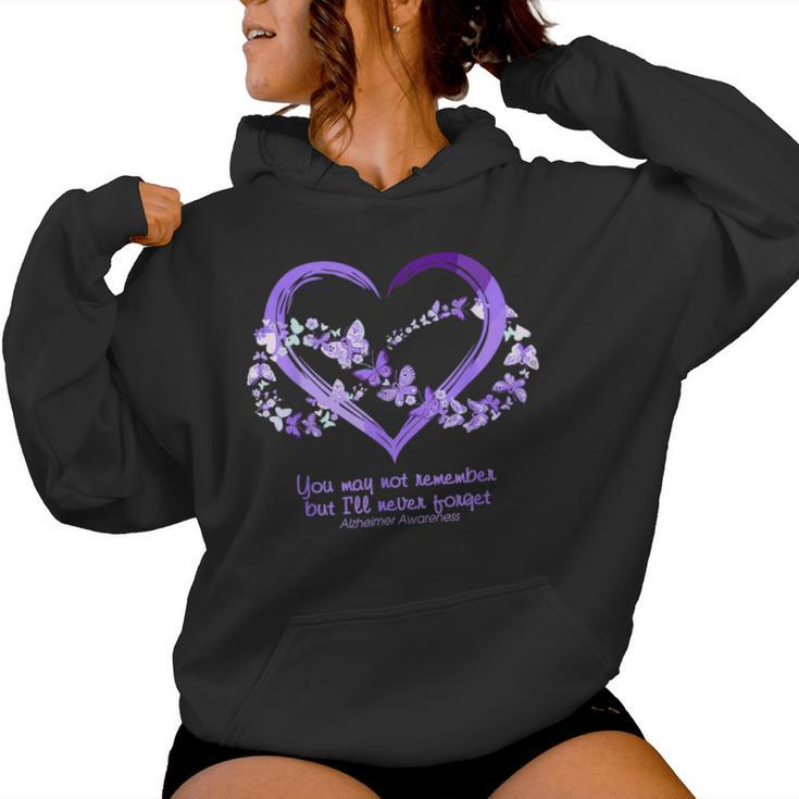 I Will Remember For You Butterfly Alzheimer's Awareness Women Hoodie