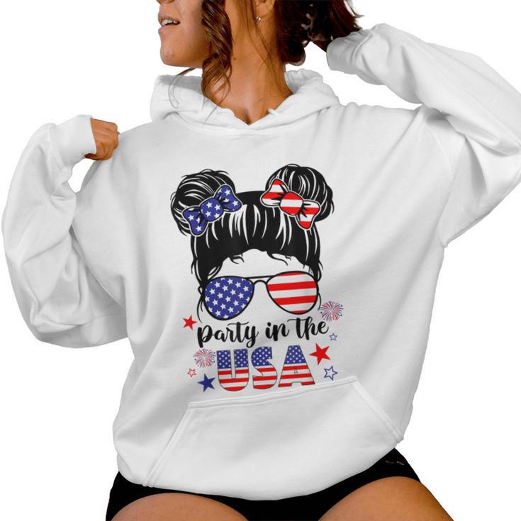 American Flag Party In Usa 4Th July Patriotic Kid Girl Women Hoodie