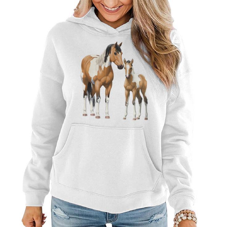 Buckskin Paint Quarter Horse Pinto Mare & Foal Women Hoodie