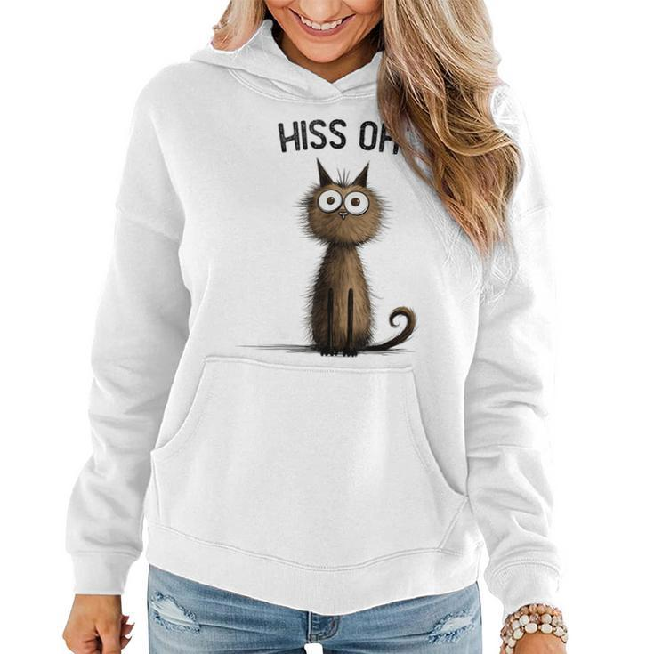 Cat Lover For Humor Hiss Off Meow Cat Women Hoodie