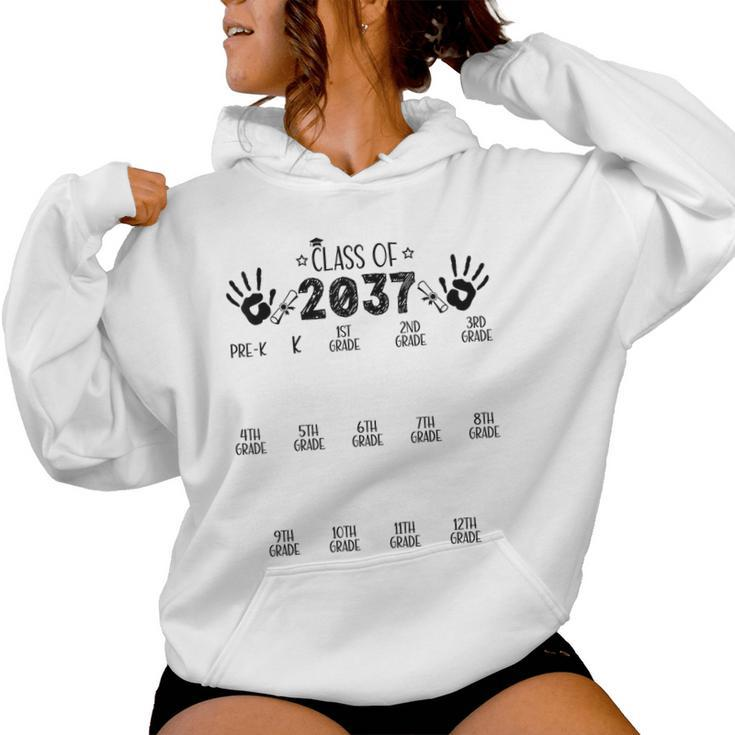 Class Of 2037 Grow With Me Pre-K To 12Th Grade Handprint Women Hoodie