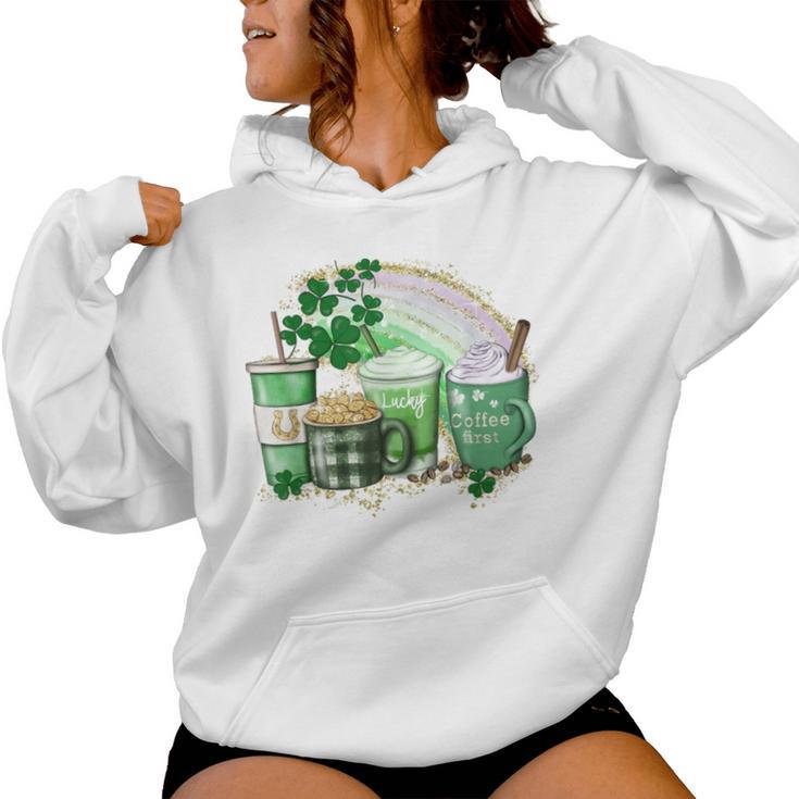 Cute Coffee St Patrick's Day Lucky Latte Green Costume Women Hoodie