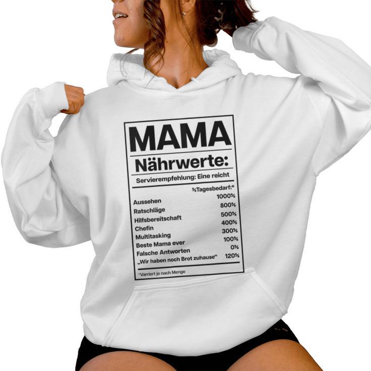 Damen Mama Nährwerte Tabelle X Muttertag Lustig Muttertagsgeschenk Kapuzenpullover für Damen