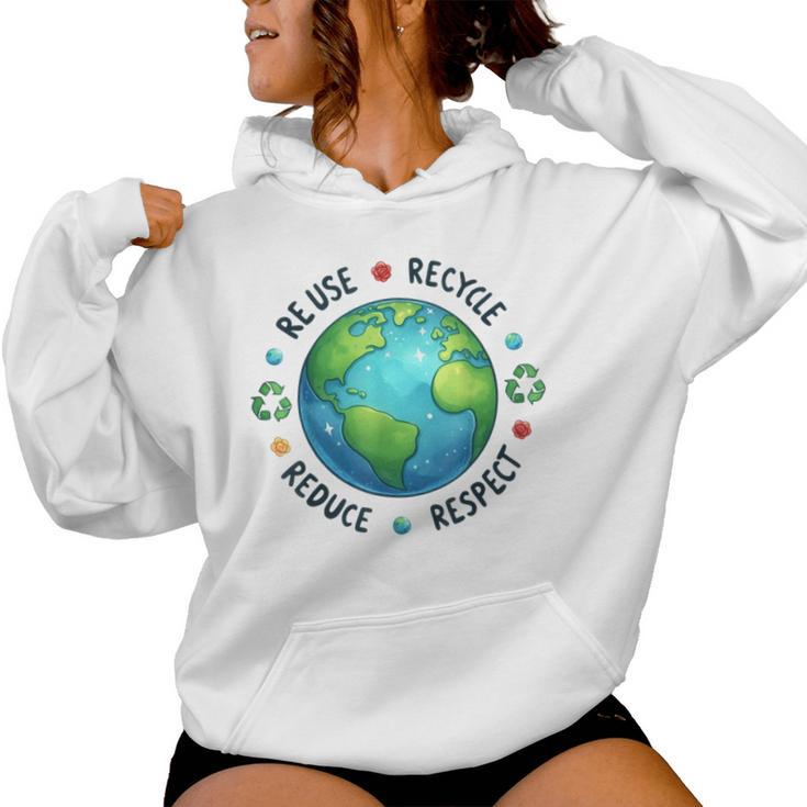 Earth Day Teacher Environment Day Recycle Earth Day Women Hoodie