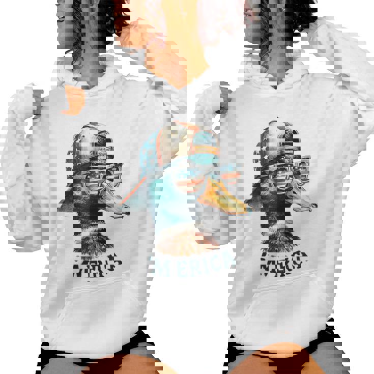 4Th Of July Duck American Flag Patriotic Duck Hunting Women Hoodie