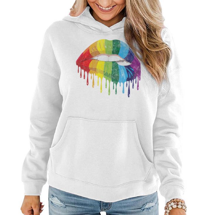 Gay Pride Equality Of Rainbow Drip Lip Biting Of Lgbt Women Hoodie