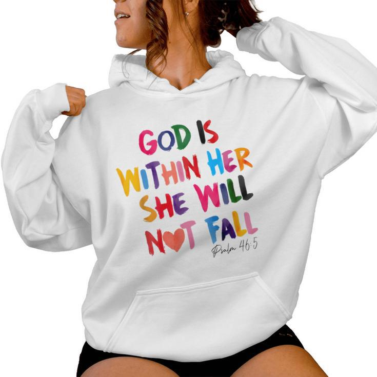 God Is Within Her She Will Not Fall Rainbow Women Hoodie