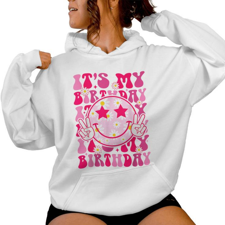 Groovy It's My Birthday Ns Girls Pink Smile Face Women Hoodie