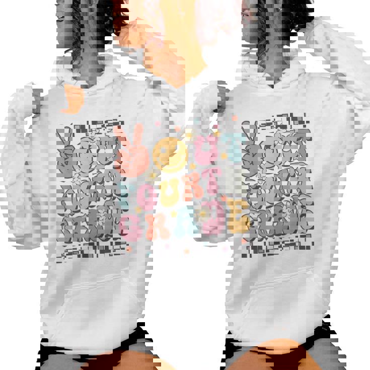 Groovy Last Day Of School 4Th Grade Peace Out Fourth Grade Women Hoodie