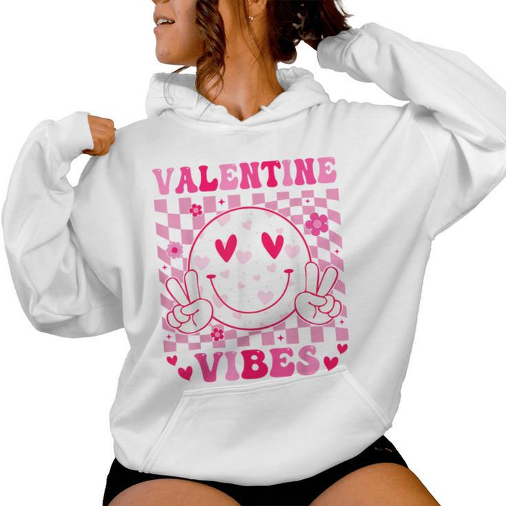 Groovy Valentines Day For Girl Valentine Vibes Women Hoodie