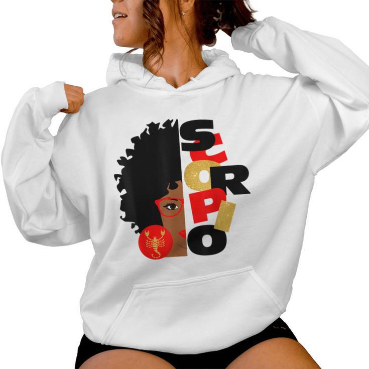 Half Face Scorpio Black Queen Birthday Zodiac Curly Hair Women Hoodie