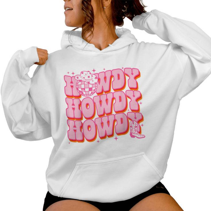 Howdy Southern Western Girl Country Rodeo Pink Disco Cowgirl Women Hoodie