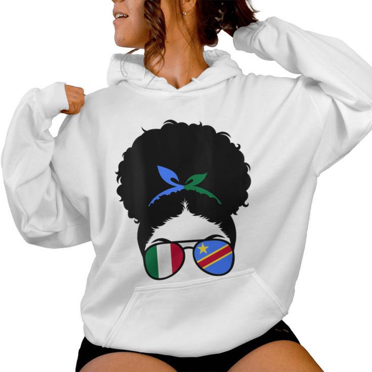 Italy And Dr Congo Mix Afro Hair Half Italian Half Congolese Women Hoodie