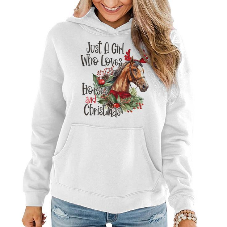Just A Girl Who Loves Horses And Christmas Pretty Horses Women Hoodie