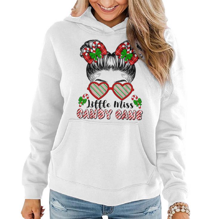 Little Miss Candy Cane Christmas Messy Bun Toddler Girl Kid Women Hoodie